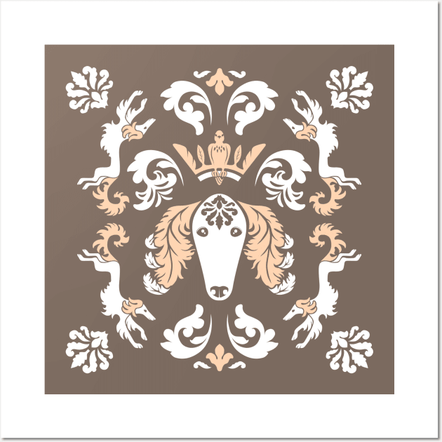 The Spirit of Saluki Damask (Taupe) Wall Art by illucalliart